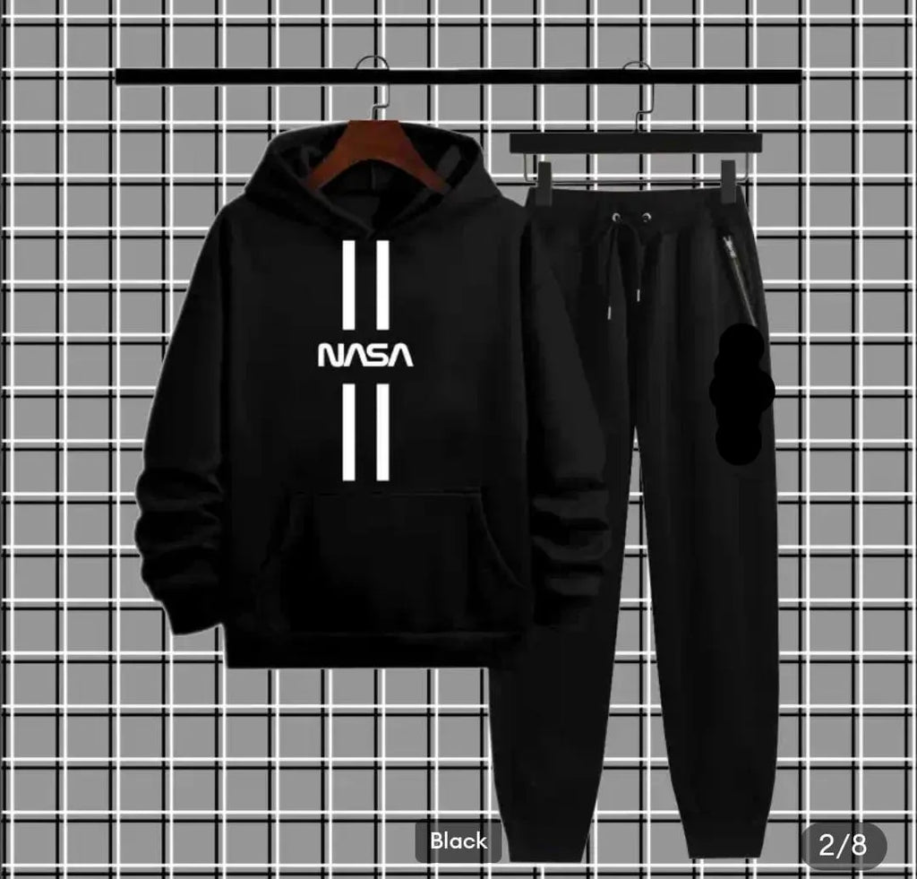 Fleece Printed Hoodie Track Suit